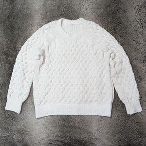 Oysho Cable Knit Basket Weave Chenille Sweater  Cream Women's Medium